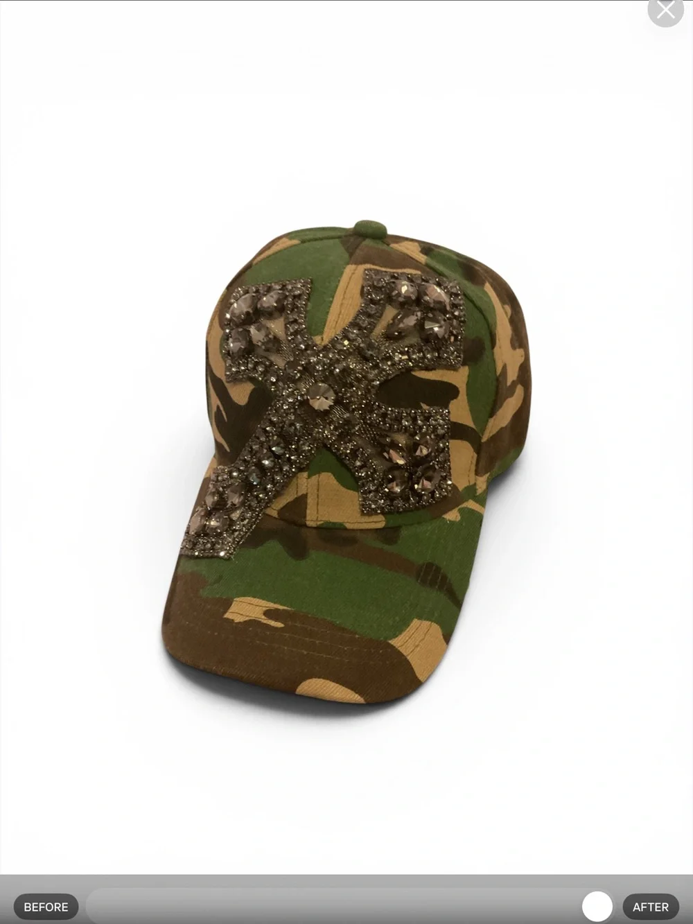 Embellished Camo Baseball Cap - Green